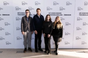 John Kazickas with the scholarship winners at KTU